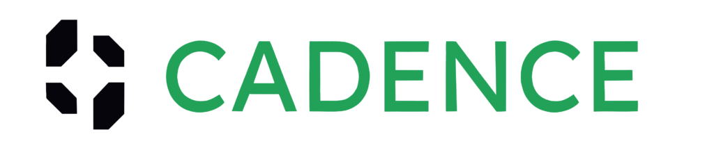 The Cadence logo, featuring a geometric black icon alongside the word "CADENCE" in bold green uppercase letters.